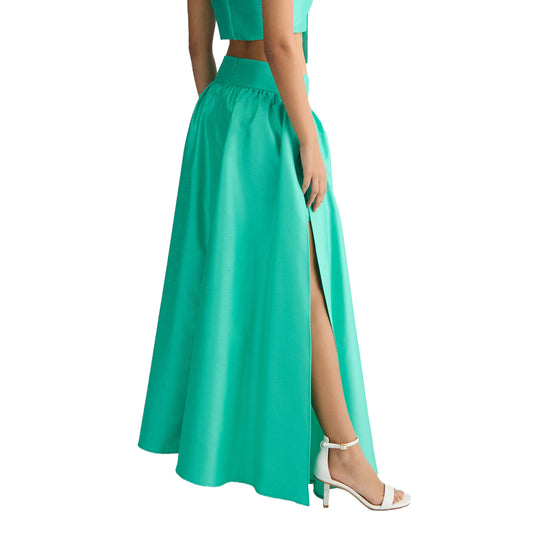 Gonna lunga da Donna in shantung verde modella retro