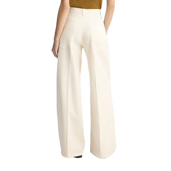 Pantaloni Donna wide leg Bianco modella retro