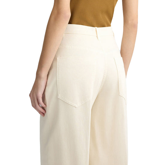Pantaloni Donna wide leg Bianco modella retro ravvicinata