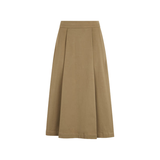 Gonna Donna a pieghe Beige in gabardine