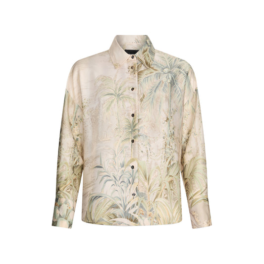 Camicia Donna in twill con stampa tropicale