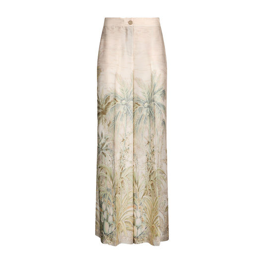 Pantaloni Donna a palazzo in twill stampato