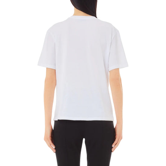 T-shirt Bianca da Donna con palme ricamate con strass modella retro