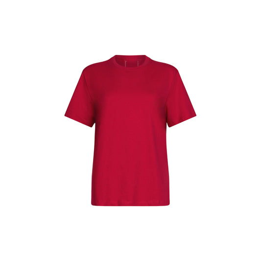 T-shirt Donna in cotone in tinta unita rossa