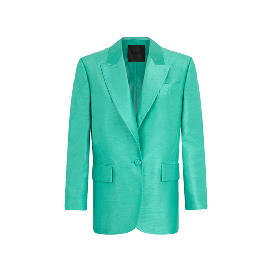 Blazer Donna monopetto in shantung verde