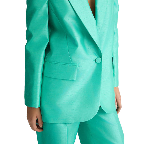 Blazer Donna monopetto in shantung verde dettaglio