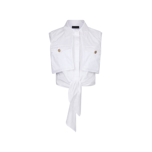 Camicia Donna cropped bianca con nodo