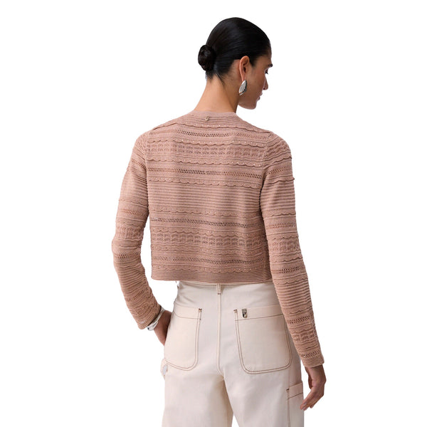 Cardigan Donna in maglia con trafori modella retro
