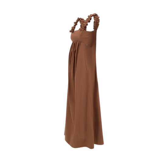 Abito lungo Donna con rouches Marrone