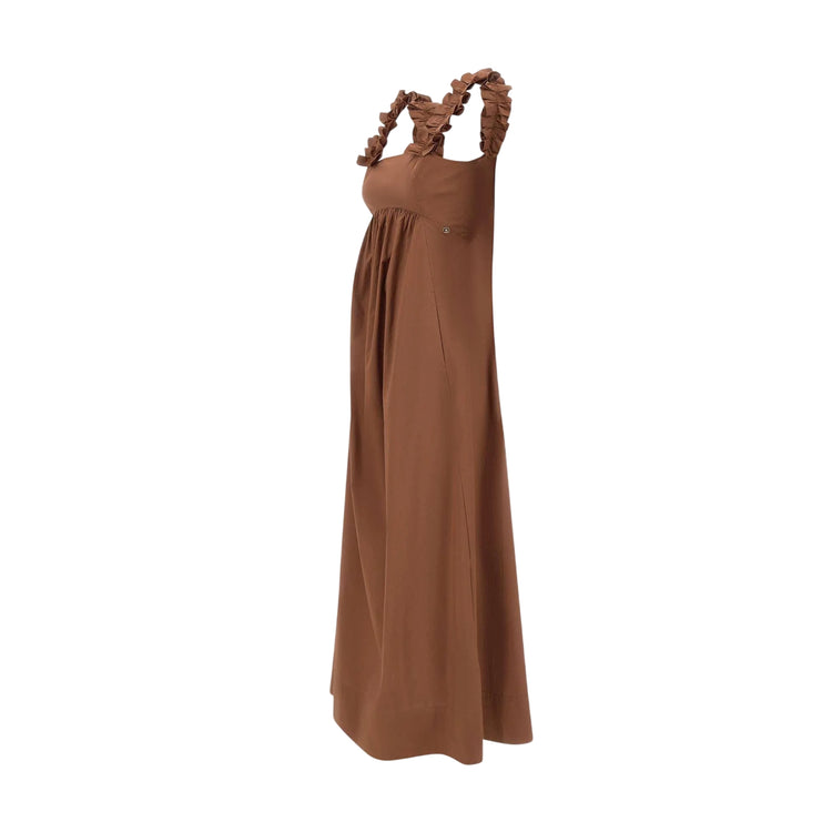 Abito lungo Donna con rouches Marrone