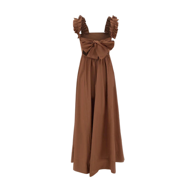 Abito lungo Donna con rouches Marrone retro