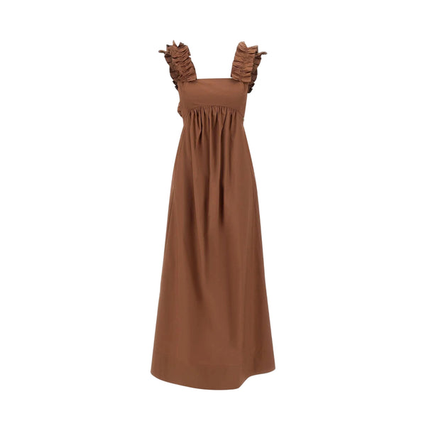 Abito lungo Donna con rouches Marrone