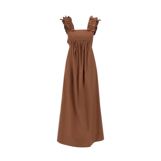 Abito lungo Donna con rouches Marrone