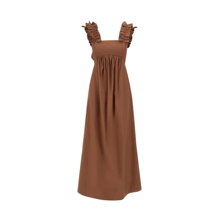 Abito lungo Donna con rouches Marrone