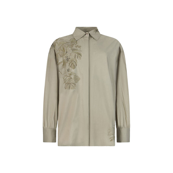 Camicia Oversize Donna con ricamo Verde