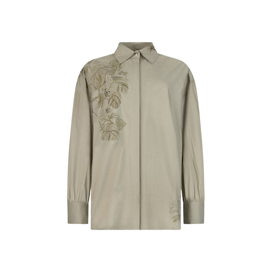 Camicia Oversize Donna con ricamo Verde