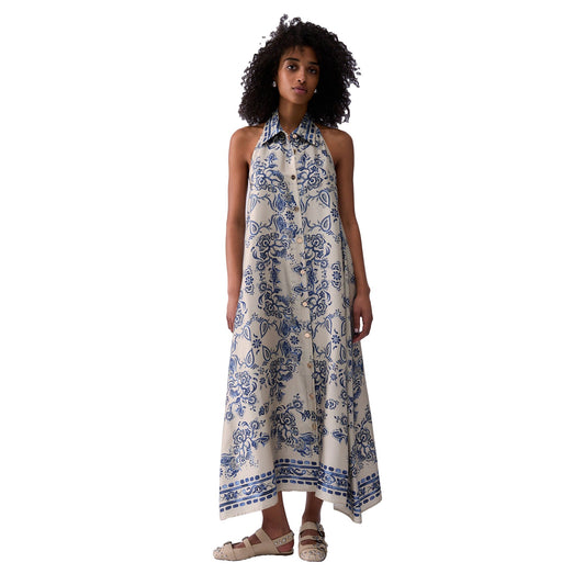 Abito lungo Donna con stampa foulard modella frontale