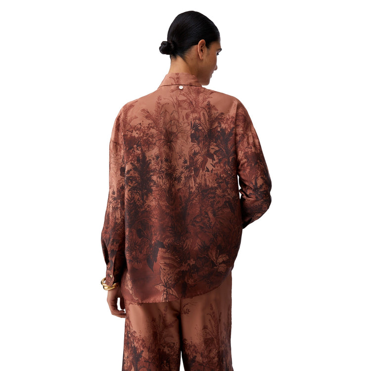 Camicia Donna in twill stampato sfumato modella retro