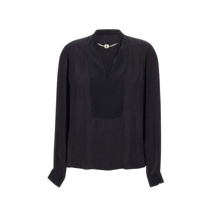 Blusa Donna con dettaglio logo catena Nero