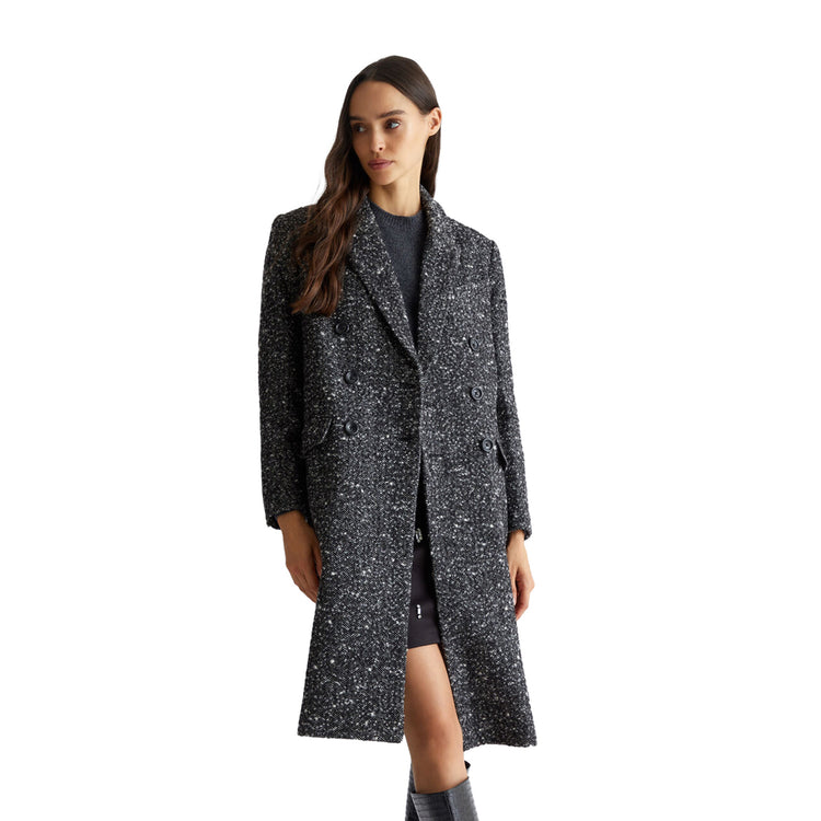 Cappotto Donna in misto lana Bouclé modella frontale