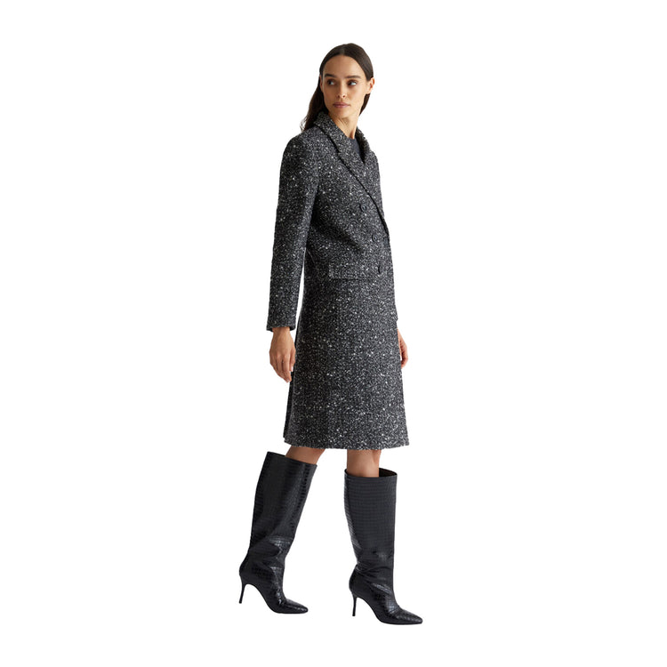 Cappotto Donna in misto lana Bouclé modella intera laterale