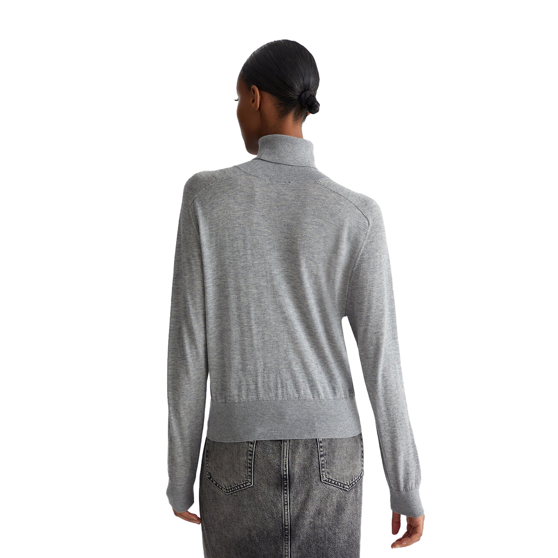 Dolcevita Donna in cotone e cashmere Grigio modella retro