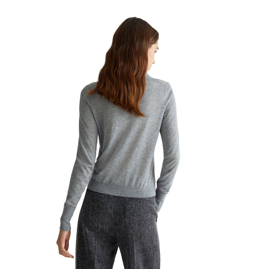 Polo Donna in misto cashmere Grigio modella retro