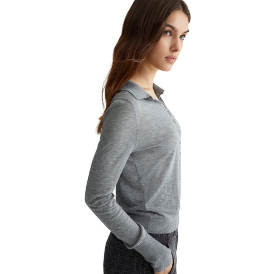 Polo Donna in misto cashmere Grigio laterale