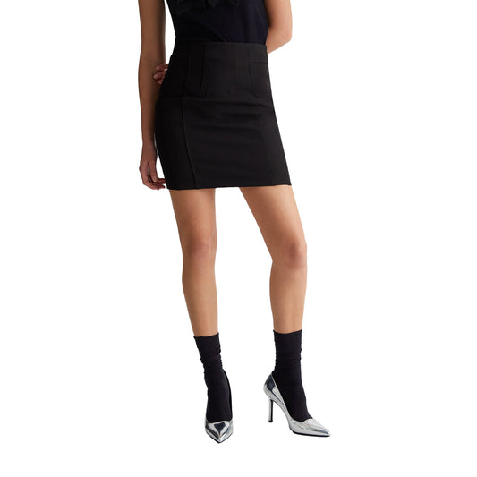 Minigonna Stretch Donna Nero modella frontale