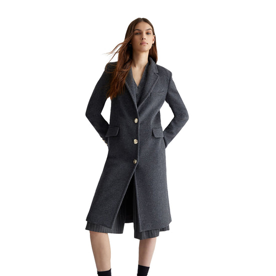 Cappotto Slim Donna in misto lana Grigio modella frontale