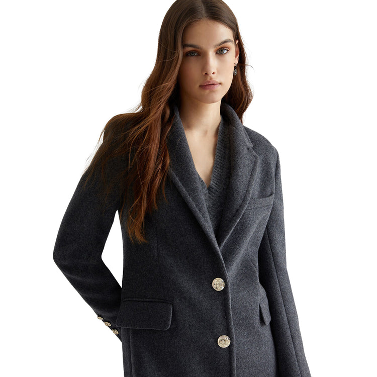 Cappotto Slim Donna in misto lana Grigio modella frontale