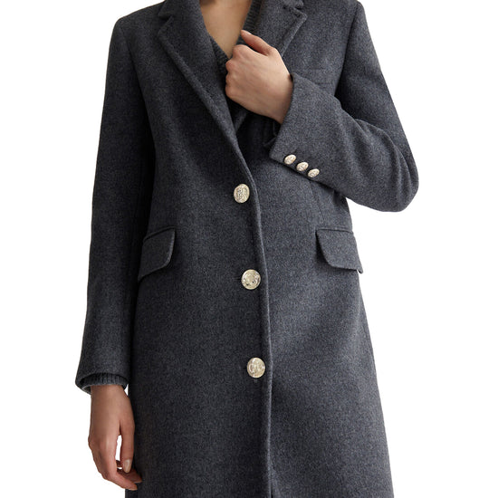 Cappotto Slim Donna in misto lana Grigio dettagli