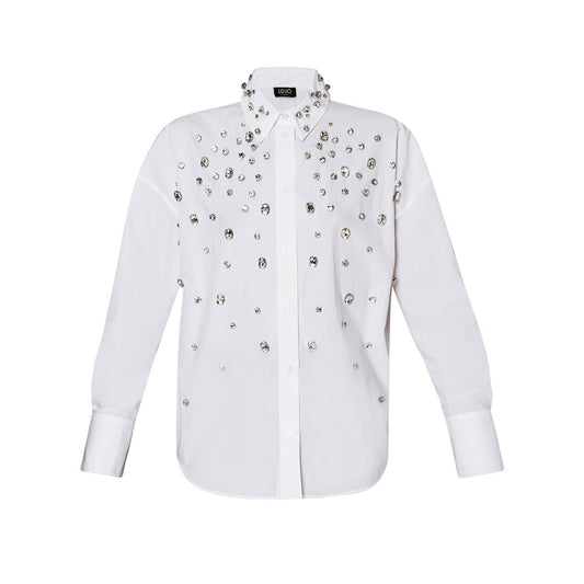 Camicia Donna in cotone con strass Bianco