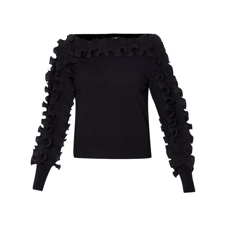 Maglia Donna con rouches Nero