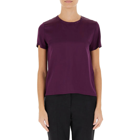 Blusa Donna in misto seta Viola modella frontale