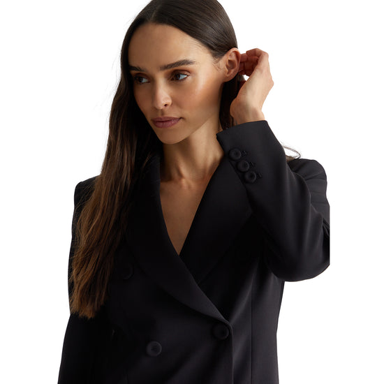 Blazer Donna doppiopetto Nero modella ravvicinata frontale