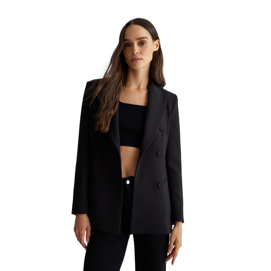 Blazer Donna doppiopetto Nero modella frontale