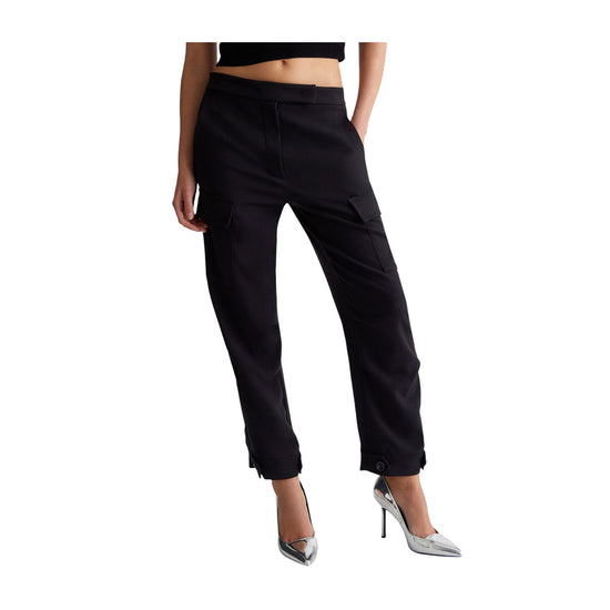 Pantaloni cropped Donna con tasche neri frontale