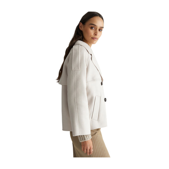 Cappotto Donna in misto lana grigio laterale