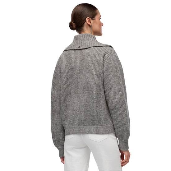 Cardigan Donna in misto lana Grigio modella retro