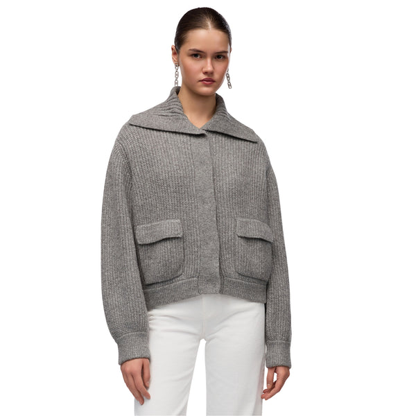 Cardigan Donna in misto lana Grigio modella frontale