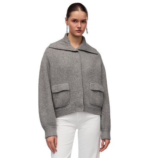 Cardigan Donna in misto lana Grigio modella frontale