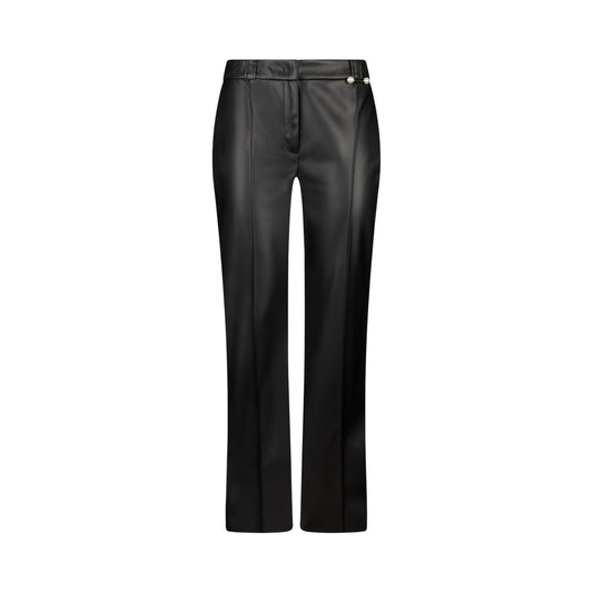 Pantaloni flare Donna in tessuto spalmato nero