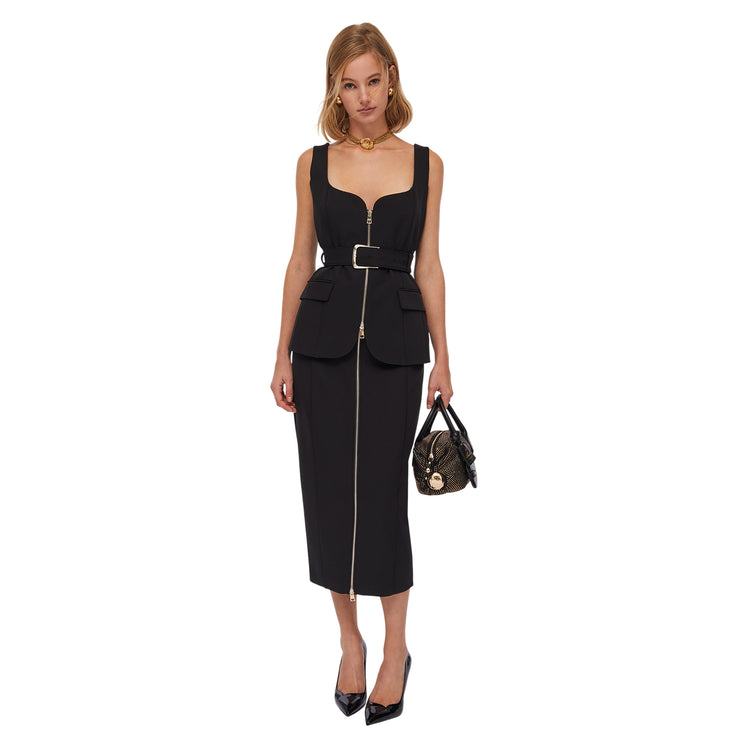 Gonna lunga Donna con zip davanti modella intera frontale