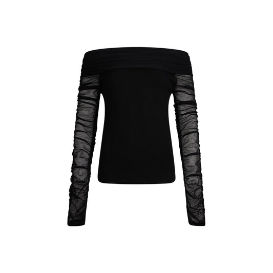 Maglia Donna con scollo bardot Nero