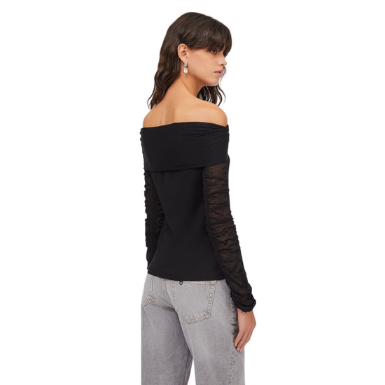 Maglia Donna con scollo bardot Nero modella retro