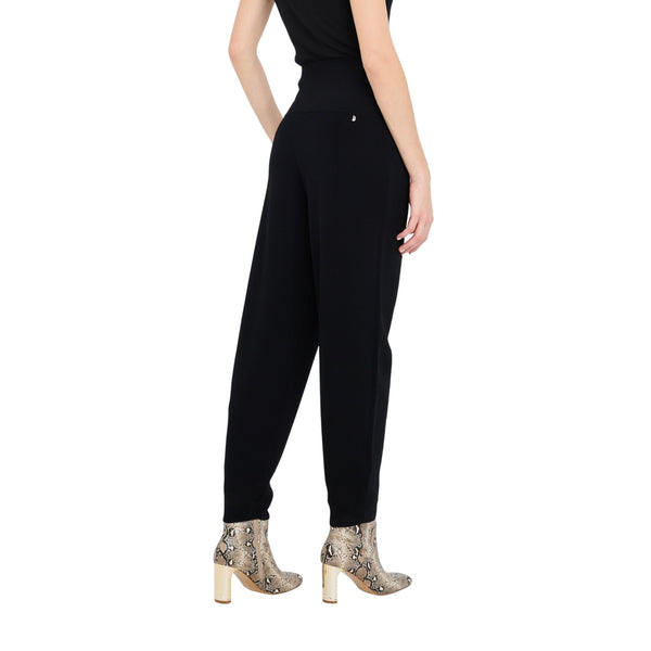 Pantaloni Donna in maglia di misto viscosa nero modella retro
