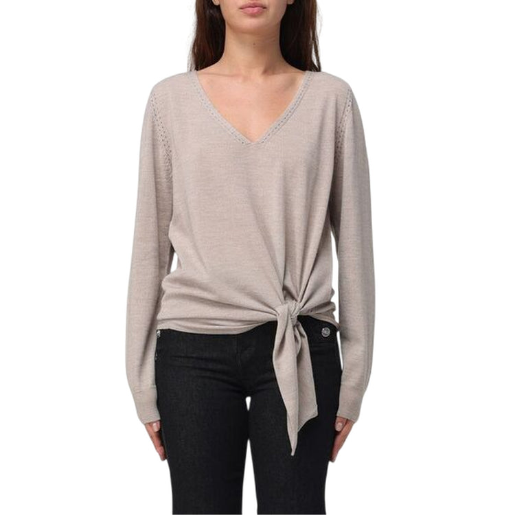 Maglia Donna con nodo al fondo Beige