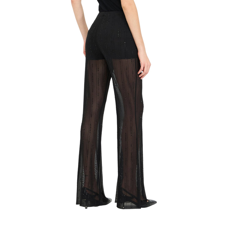 Pantaloni Donna in tulle con strass Nero retro