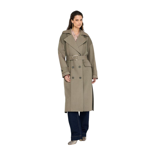Trench da Donna doppiopetto in lana modella frontale